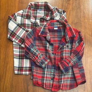 Bundle of Old Navy Red and White Plaid Flannel Button-Down Kids Shirts